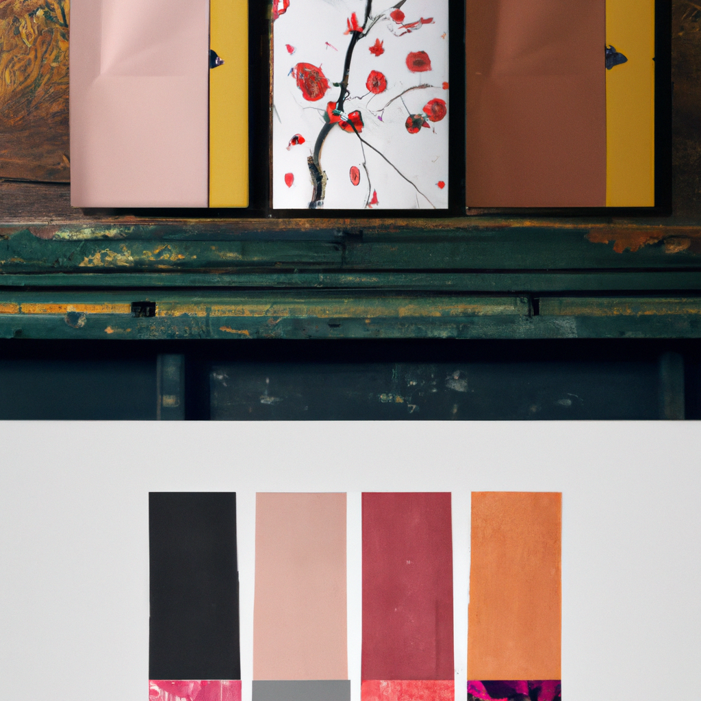 和紙と木目を用いたムードボードのトップショットとカラースウォッチ