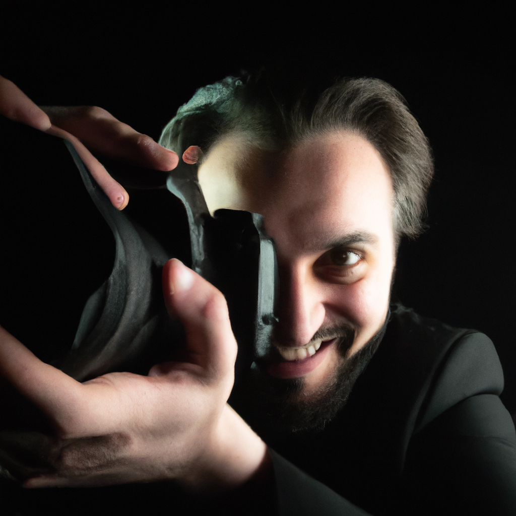 リードフォトグラファーのポートレート、柔らかなレンブラント光